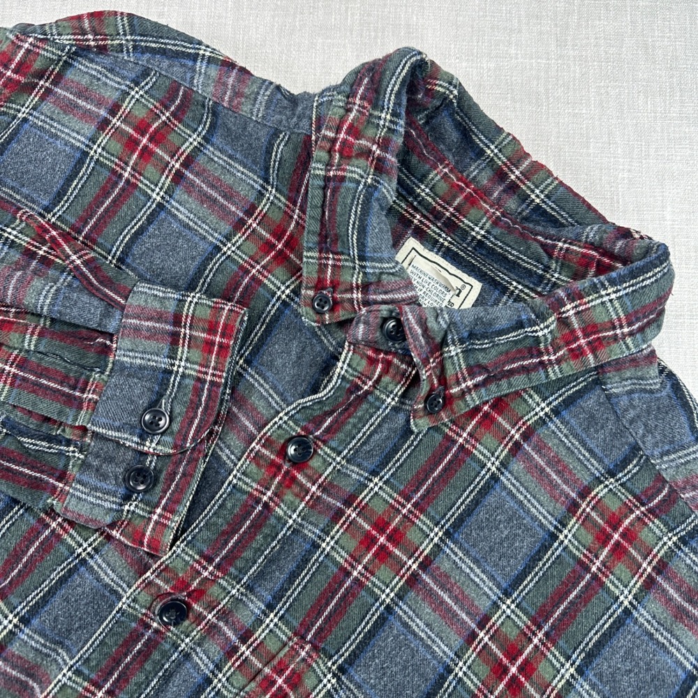 LL Bean Flannel Shirt Mens Large Regular Plaid Traditional Fit Cotton 228061 EUC